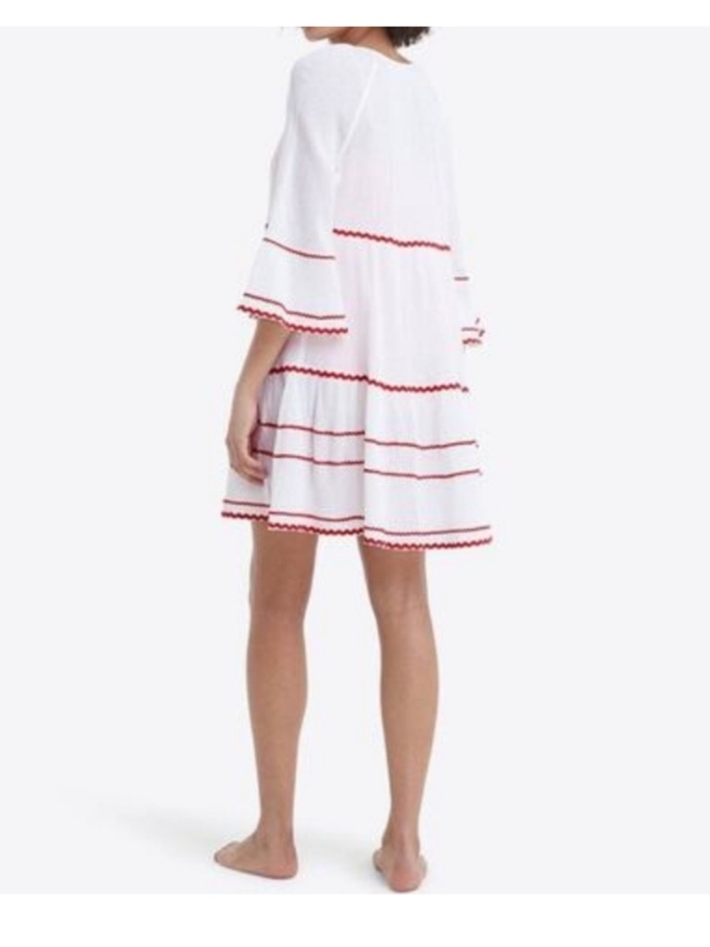 Draper James Magnolia White Crinkle‎ Beach Dress Size Large Beach Nautical Swim - Picture 2 of 6